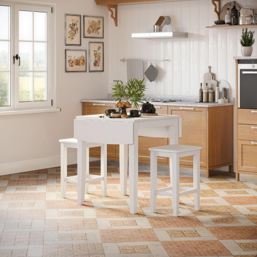 Eastern Tides 3 Piece Counter Dining Set in Brushed White